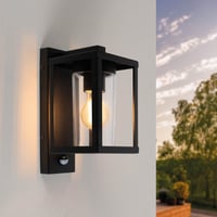 Moderne Wandlamp Buiten met Sensor - Zwart - IP44 - E27 Fitting