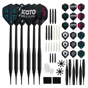 Dardos 2 KOTO Black Brass Darts + 90 piezas accesorios Punta de Plástico