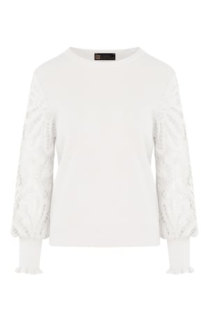 Lace Sleeve Soft Trui Off White