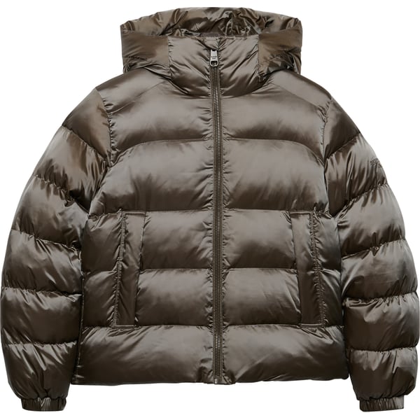Puffer Jas Shine Hooded Slimfit Bruin