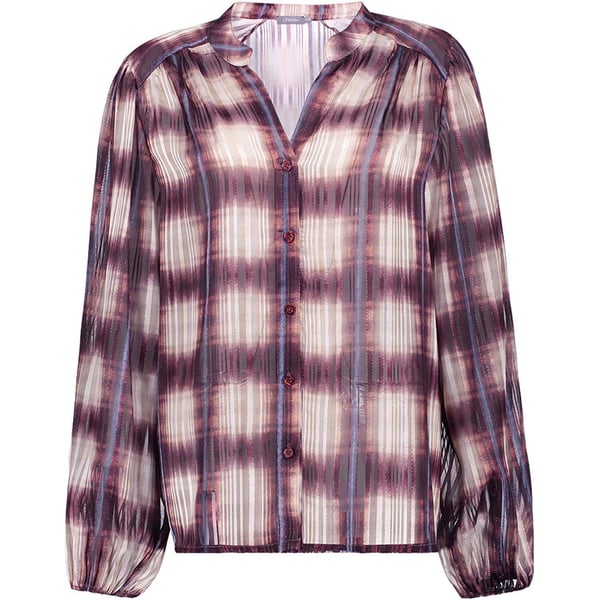 Blouse Check Lurex Bordeaux Rood